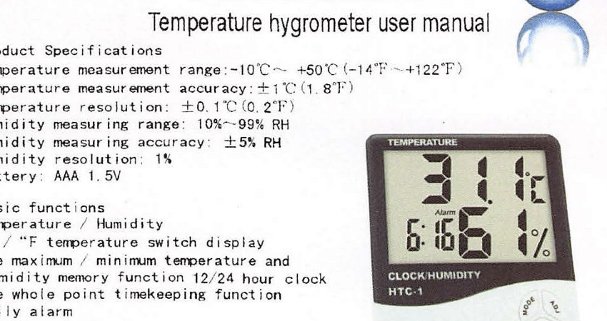 thermo hygrometer htc-1